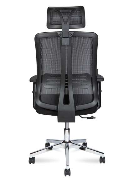 Кресло офисное Норден / Тема Хром 2D / Tema Chrome 2D / база хром / черный пластик / черная сетка / черная ткань