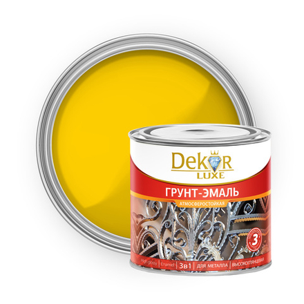 DEKOR LUXE  Грунт-эмаль 3 в 1 атмосферостойкая  Желтая 2,7кг (Кубанские краски)