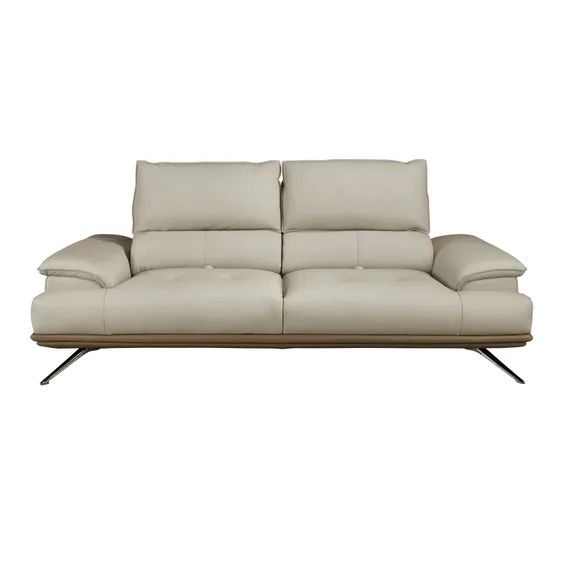 3-местный диван из серо-коричневой кожи, модель 6247