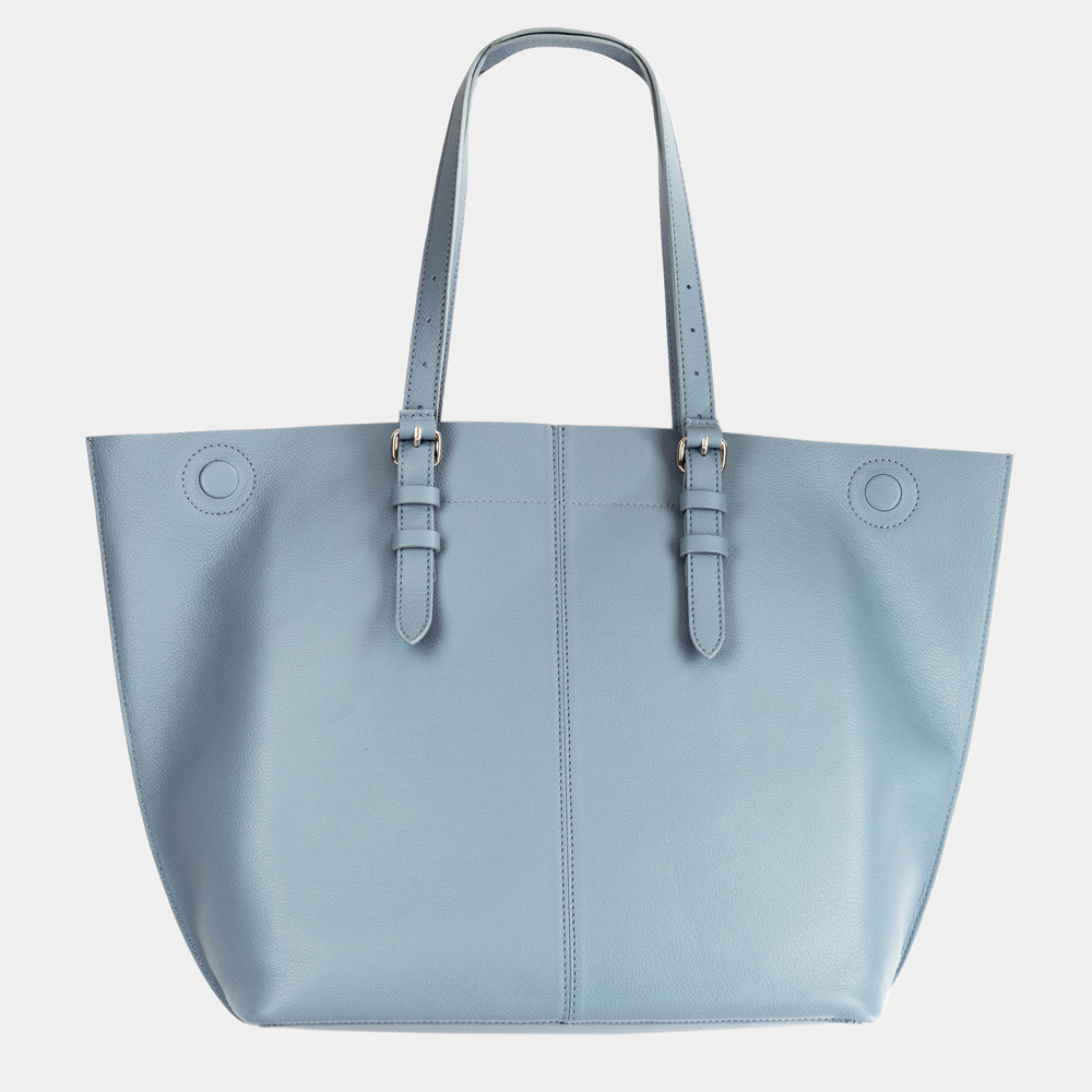 Сумка Shopper Vintage из кожи теленка, голубого цвета