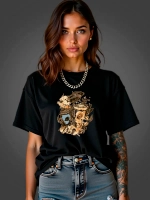 Футболка больших размеров с принтом стаканы кофе