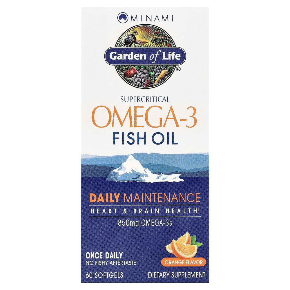 Minami Nutrition, Garden of Life®, сверхкритический рыбий жир с омега-3, со вкусом апельсина, 60 мягких таблеток