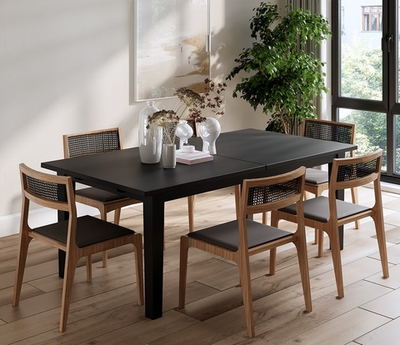 Стол обеденный раскладной ШАНЬ (СТУРНЭС), 201/293x105см, черный