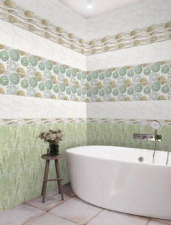 Панель ПВХ фотопечать с глиттером Таисия Зеленая 2700х250мм