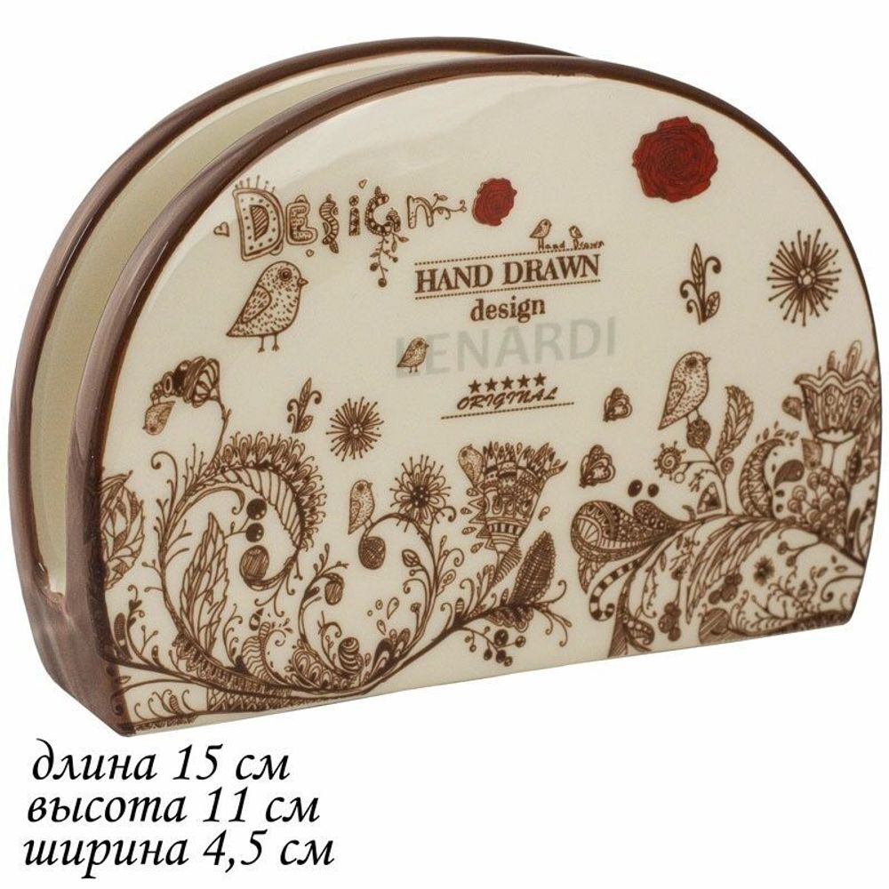 Lenardi 110386 Салфетница 15х11х4,5 см ПТИЧИЙ ДВОРИК в под.уп.(х36)