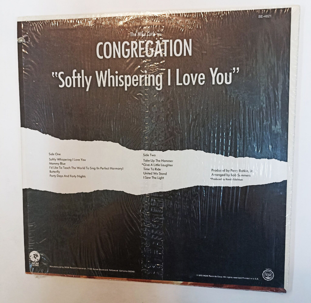 Винтажная виниловая пластинка LP The Mike Curb Congregation Softly Whispering I Love You (USA 1972)
