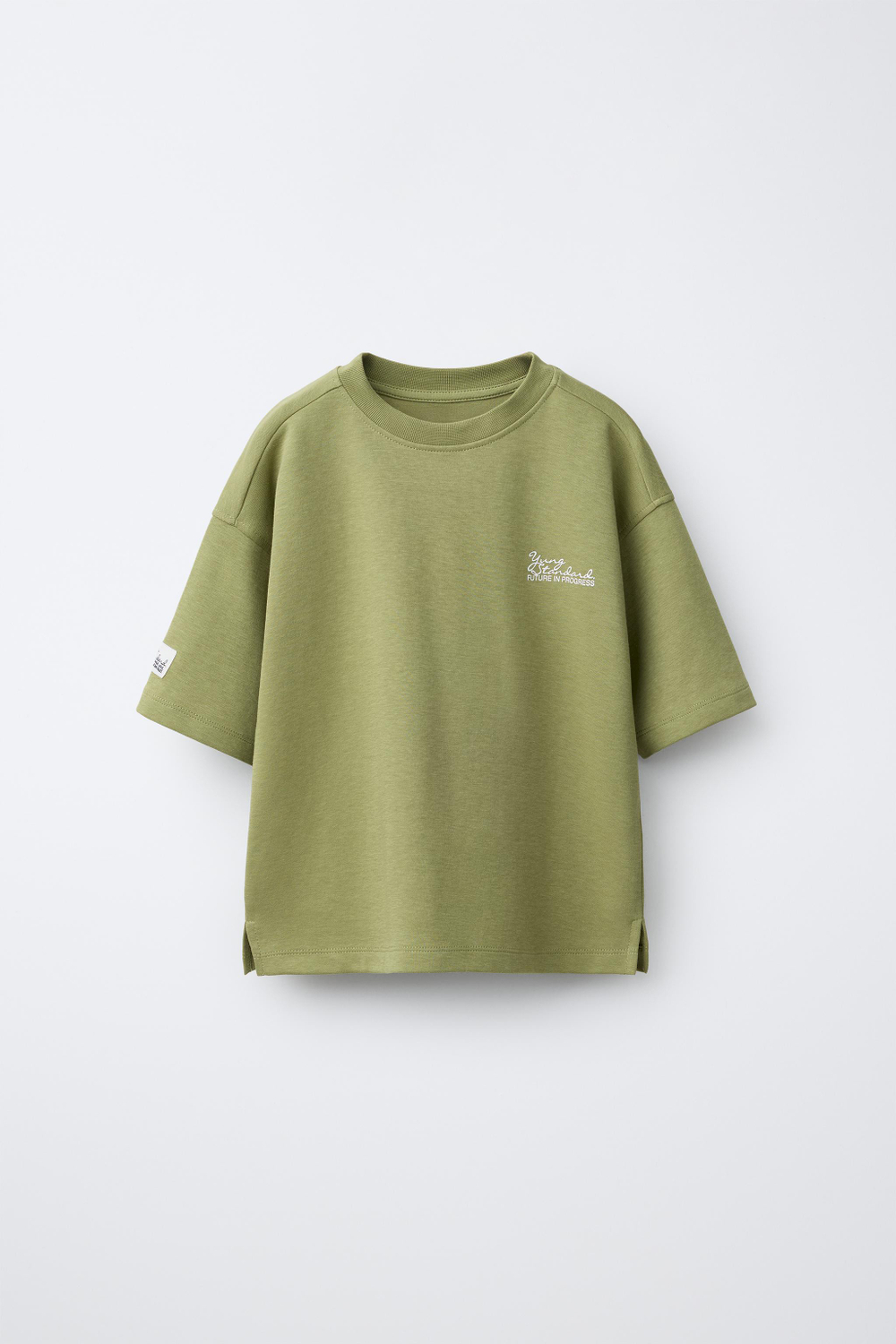 ZARA ФУТБОЛКА INTERLOCK, ЛИНЯЛЫЙ ХАКИ