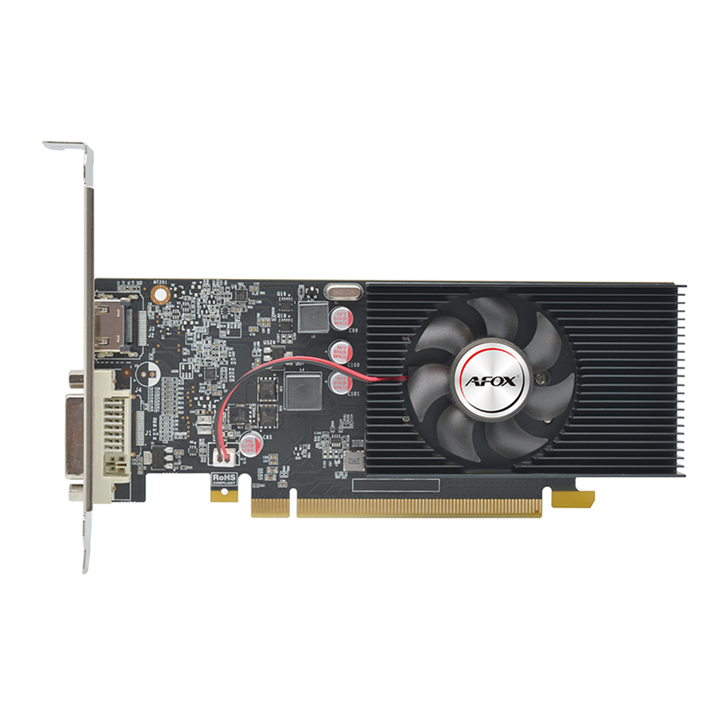 Видеокарта AFOX NVIDIA GeForce GT1030, 2Гб GDDR5, 64 бита, LP, Retail, PCIe3.0, 1xFAN, 1-SLOT, 30Вт, HDMI, DP (AF1030-2048D5L5-V4)