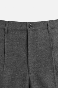 ZARA БРЮКИ ИЗ ФЛАНЕЛИ СО СКЛАДКАМИ, СЕРЫЙ