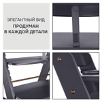 Детский растущий стульчик для кормления Лео из массива березы, с регулировкой по высоте и защитной перекладиной, серый