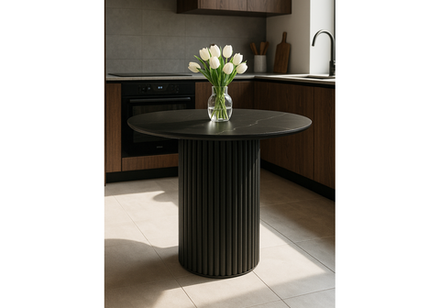 Керамический стол Woodville Барел 90 shakespeare black, черный, ножки черные