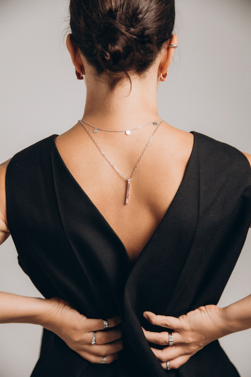 Колье "Мятый брусок" в розовом золочении