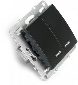 Выключатель двухклавишный с подсветкой без рамки Stekker Эрна 49147