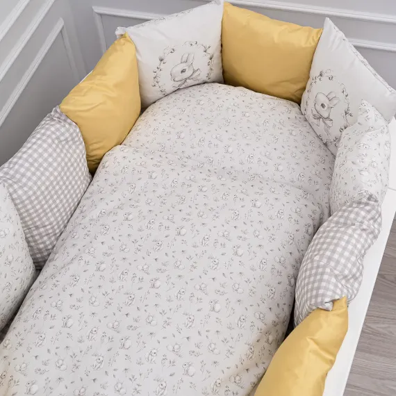 Комплект постельного белья Lollycottons Кролик Лаппин универсальный 6 предметов, Желтый