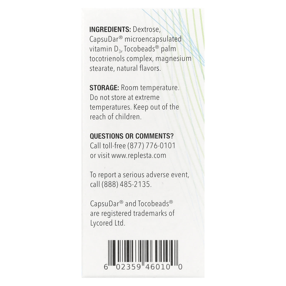 Replesta, Витамин D3, холекальциферол, с натуральным апельсином, 50 000 МЕ, 4 жевательных пластинки