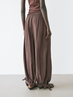 Massimo Dutti Свободные брюки-саруэль, коричневый