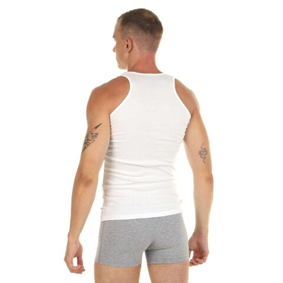 Мужская хлопковая майка-борцовка (Размер: XL) (Цвет: белый)