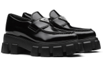 PRADA Monolith 55mm Pointy Loafer Black Brushed Leather Women"s