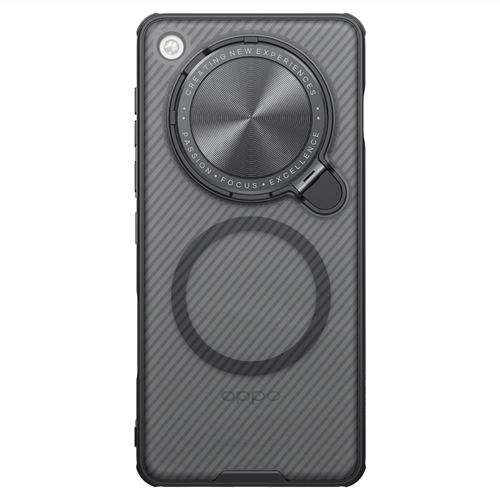 Чехол прозрачный тонированный (Transparent Black) от Nillkin с металлической крышкой и MagSafe на OPPO Find X8 Pro, серия CamShield Prop Magnetic Case