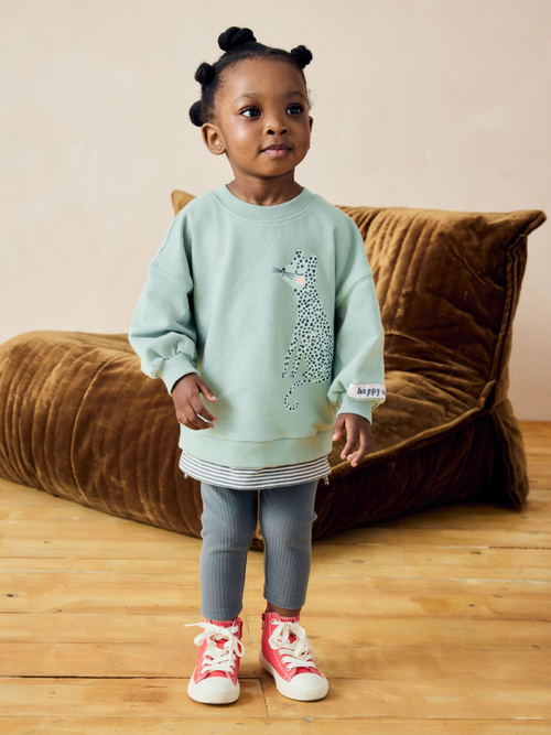 Толстовка и легинсы в комплекте для девочки Next 386-190, Мятный, Серый