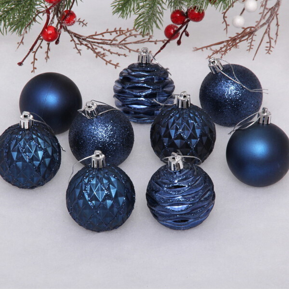 Набор шаров «Diamond shine» 6 см (9 предметов), сапфир