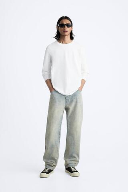ZARA ДЖИНСЫ STRAIGHT-LEG, ЗЕЛЕНОВАТО-СИНИЙ