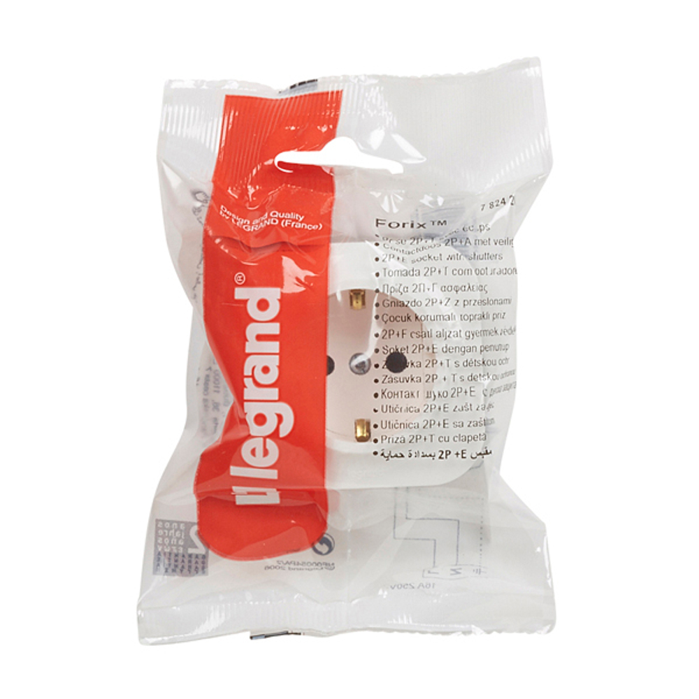 Розетка с заземлением со шторками IP20 16А 250В белый Quteo Legrand