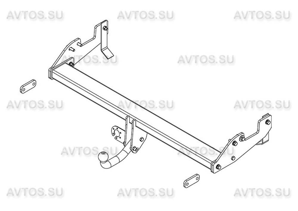 Фаркоп для Toyota Hilux с силовым брусом (для машин без подготовки) 2006-2015 Тип шара: A. Нагрузки: 2500/100 кг, TY 36