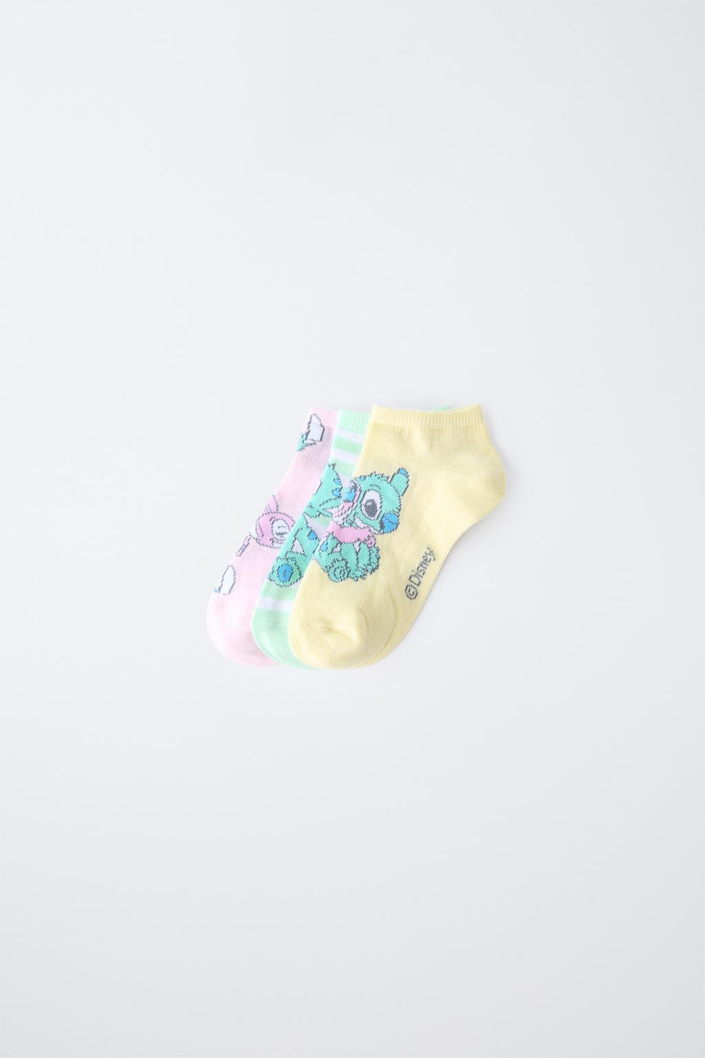 ZARA НАБОР ИЗ 3 ПАР КОРОТКИХ НОСКОВ С ПРИНТОМ LILO & STITCH © DISNEY, РОЗОВЫЙ