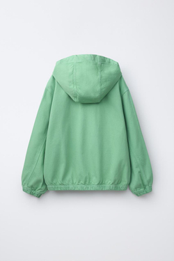 ZARA КУРТКА С КАПЮШОНОМ И ЭТИКЕТКОЙ, ЗЕЛЕНЫЙ
