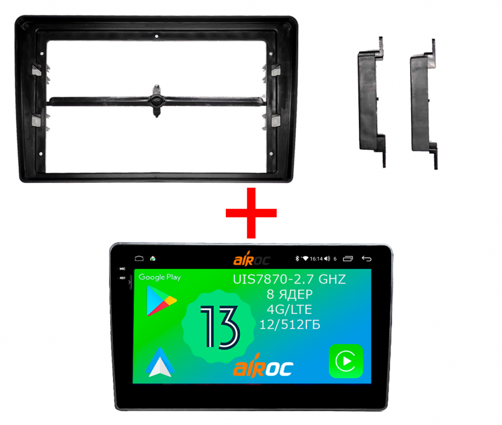 Магнитола для Volkswagen Touareg 2002-2010 (рамка-накладка) - Airoc 2K AU-3703B на Android 13, TS20, 12/512Гб, SIM-слот