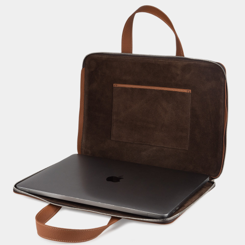 Сумка для MacBook Pro 13 - 14 с карманами из кожи теленка, цвета карамель