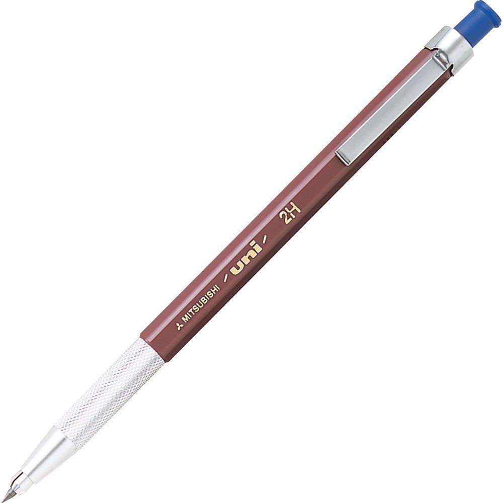 Цанговый карандаш 2 мм Mitsubishi Uni 2H + упаковка грифелей 2,0 мм 2H