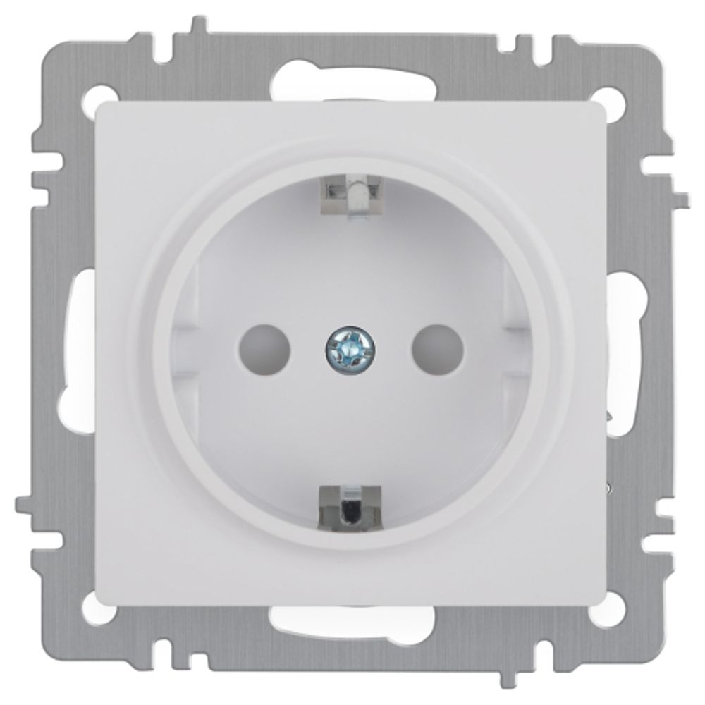 Розетка Intro Accent 6-206-01 с заземлением 2P+E Schuko со шторками 16А-250В IP20 СУ AL/CU белый
