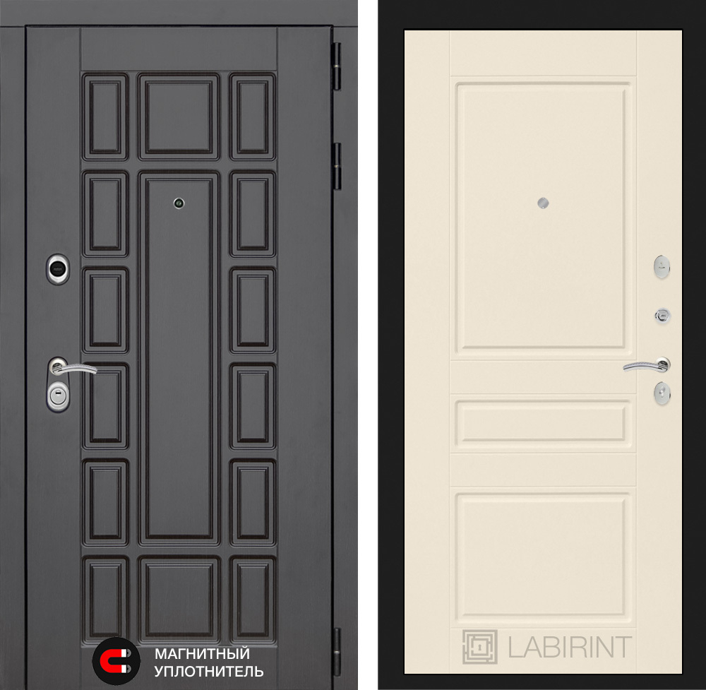 Дверь входная Лабиринт Нью-Йорк 03 - Крем софт металлическая