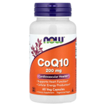 NOW Foods, коэнзимQ10, 200 мг, 60 растительных капсул
