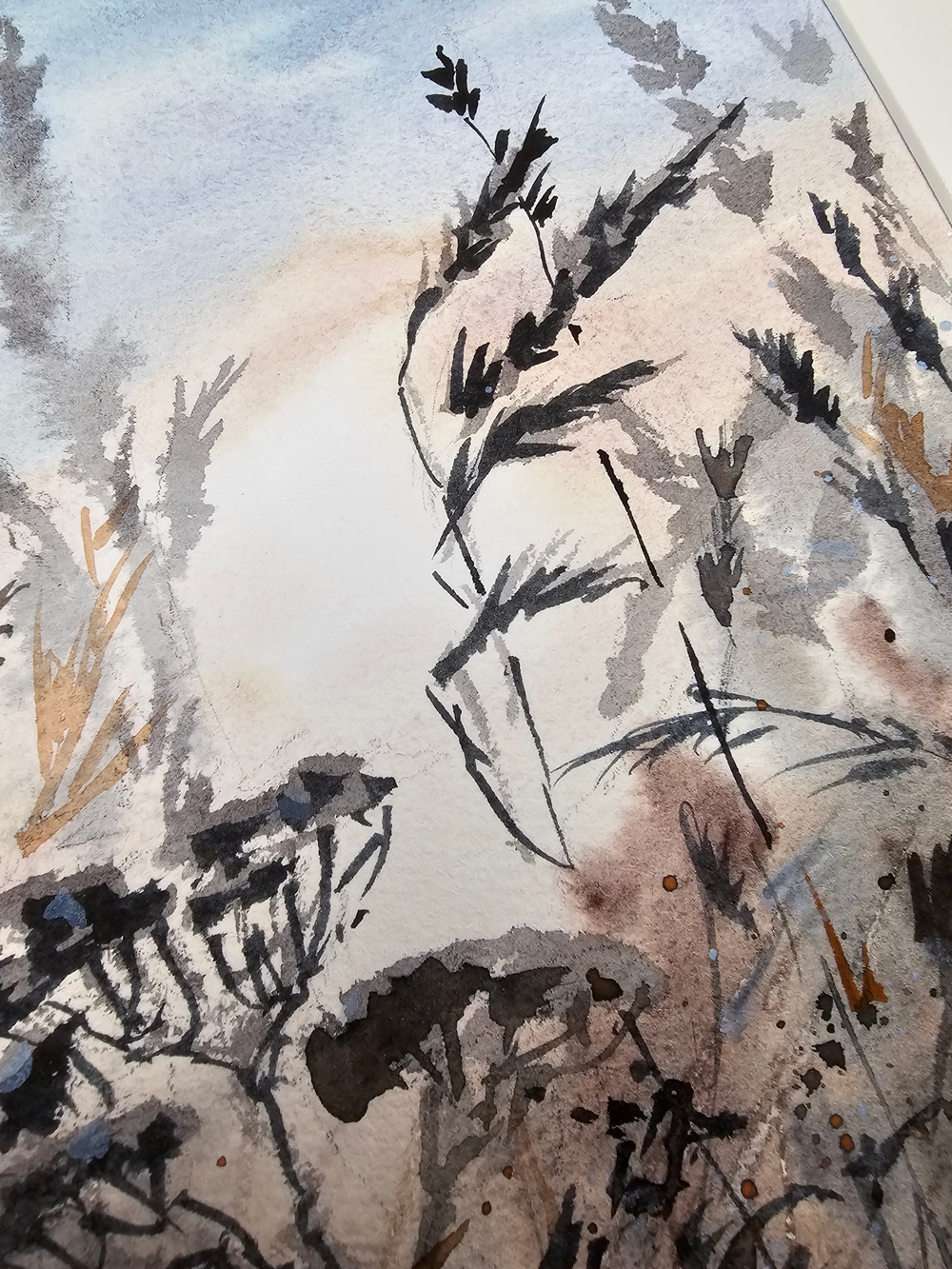 Картина авторская акварельная в паспарту 21х30 см на стену для интерьера "Аромат лета"