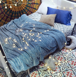 Плед 1.5 на полуторку Голубой Барашка Велюр-Плюш 140х200