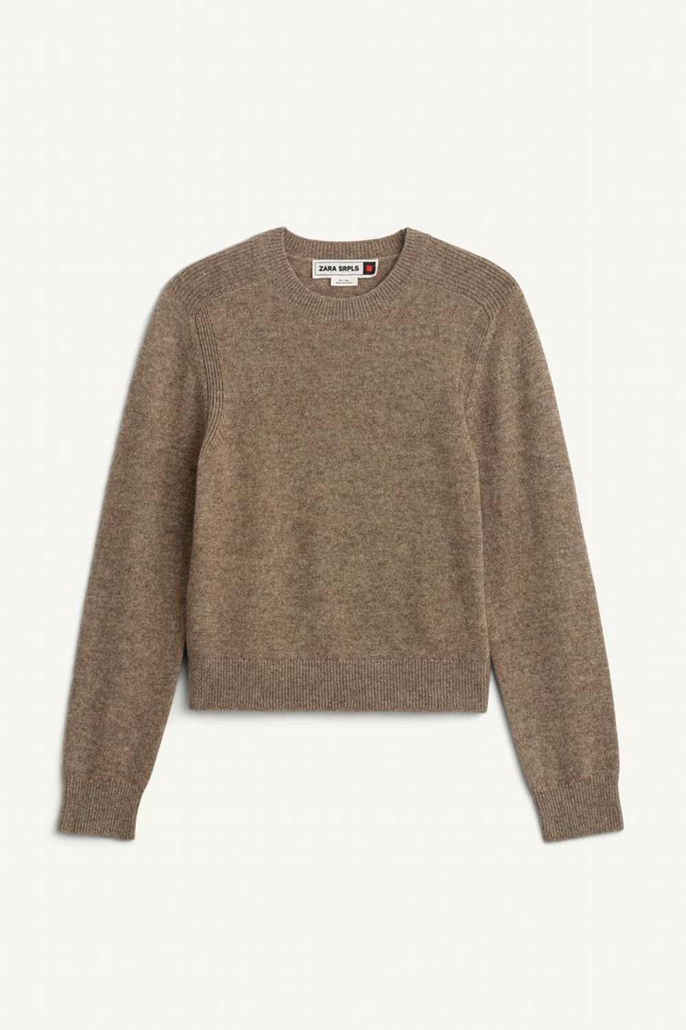 ZARA СВИТЕР С КРУГЛЫМ ВЫРЕЗОМ, СВЕТЛО-КОРИЧНЕВЫЙ