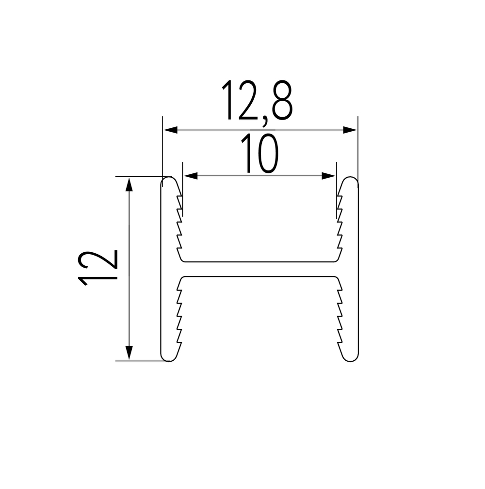 СТАНДАРТ Рамка средняя двери Twelve (5,40 м) черный матовый (RAL) (AS0820) Aristo