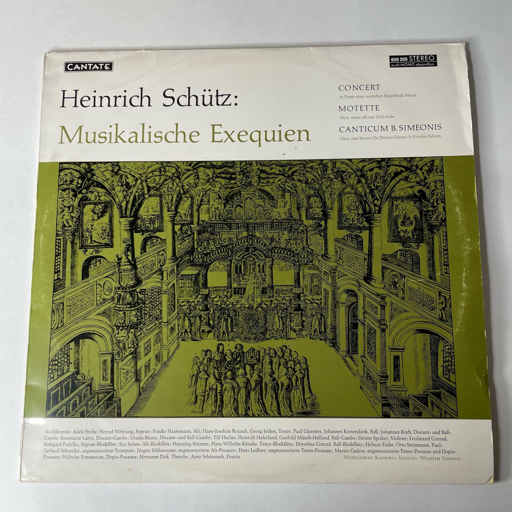 Винтажная виниловая пластинка LP Heinrich Schutz Генрих Шютц Musikalische Exequien (Германия 1977)
