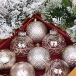 Новогодние шары «Зимняя нежность» 8 см (набор 12 шт), Шампань