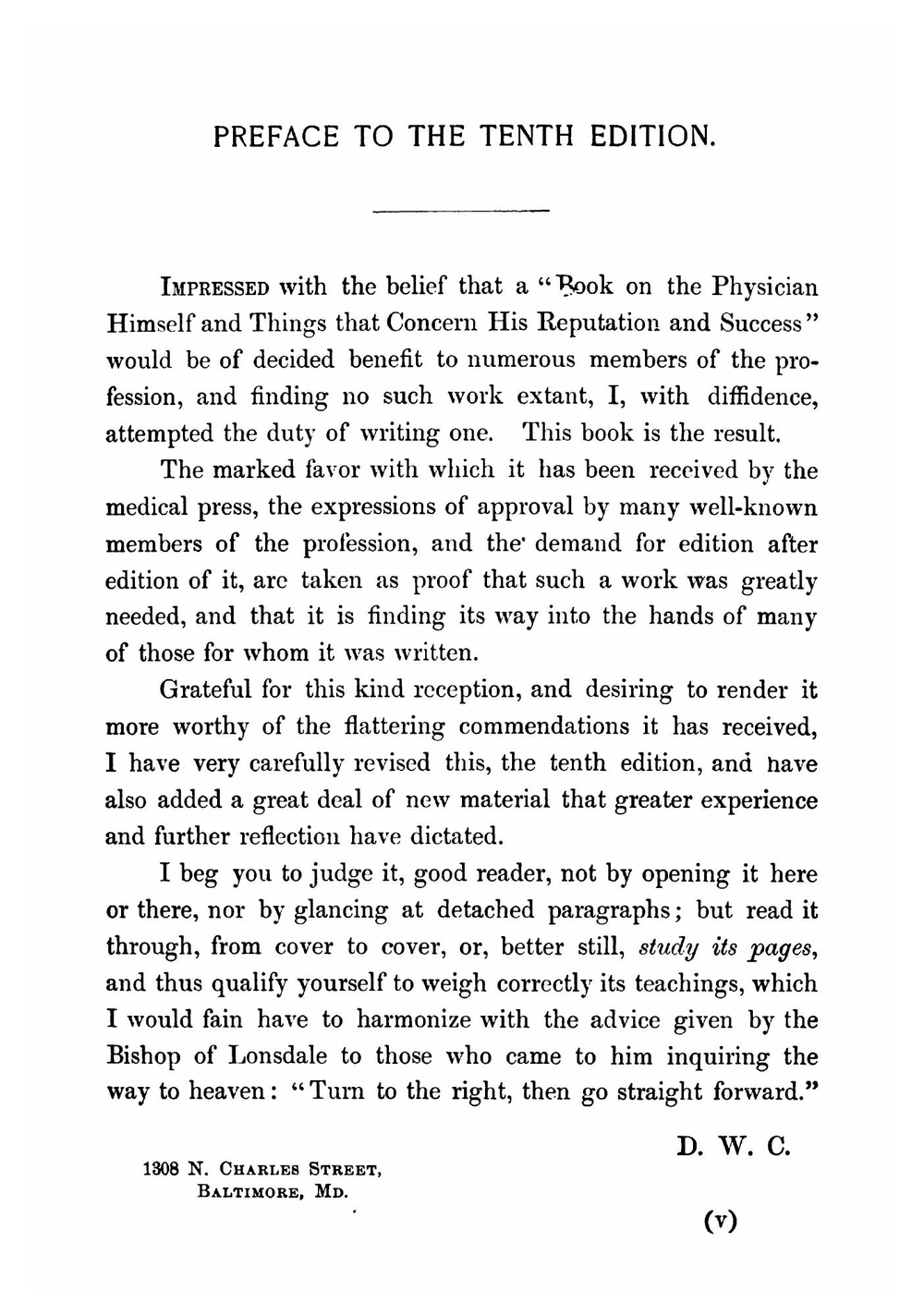 Book on the Physician Himself, and Things that Concern His Reputation and Success | Daniel Webster Cathell