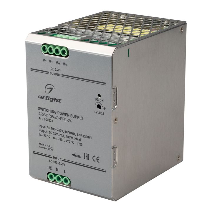 Блок питания Arlight ARV-DRP480-PFC-24 24V 480W IP20 20A 040231