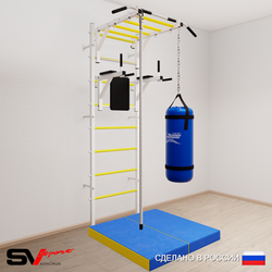 Шведская стенка Sv Sport усиленная 6405 (Турник рукоход/Брусья/Канат/Цепь/Мешок 15кг/Мат 1м)