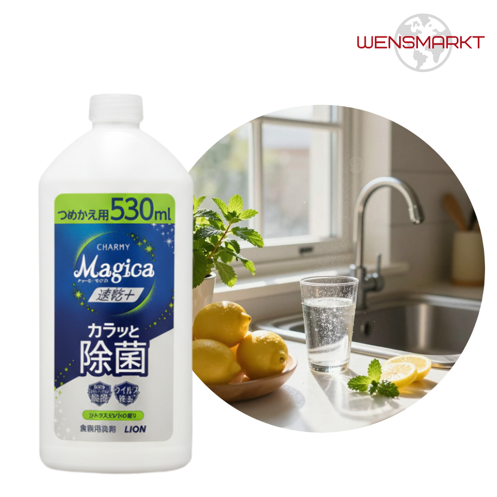 Гель для посуды LION Charmy Magica+ с лимоном и мятой, концентрат, 530 мл, Япония