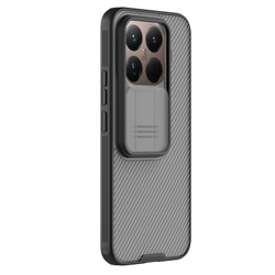 Чехол тонированный с защитной шторкой для камеры на Xiaomi 15T Pro, серия CamShield Pro Case (Transparent black) от Nillkin