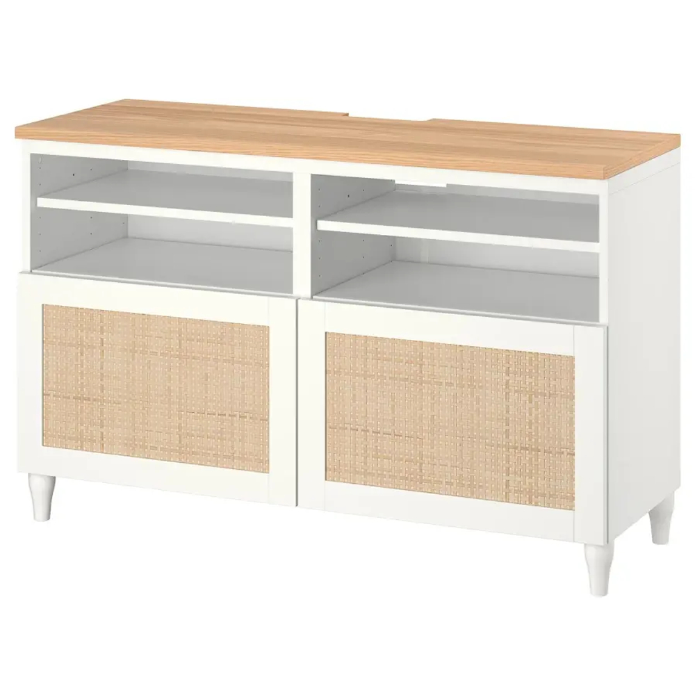 Тумба под ТВ - IKEA BESTÅ/BESTA/БЕСТО ИКЕА, 76х42х120 см, белый/бежевый