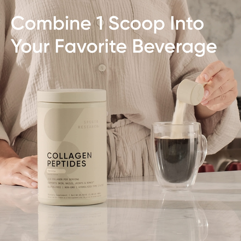 Sports Research, пептиды коллагена, ваниль, 480 г (1,06 фунта)