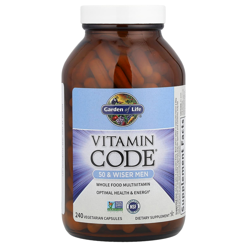 Garden of Life, Vitamin Code, мультивитамины из цельных продуктов для мужчин от 50 лет, 240 вегетарианских капсул